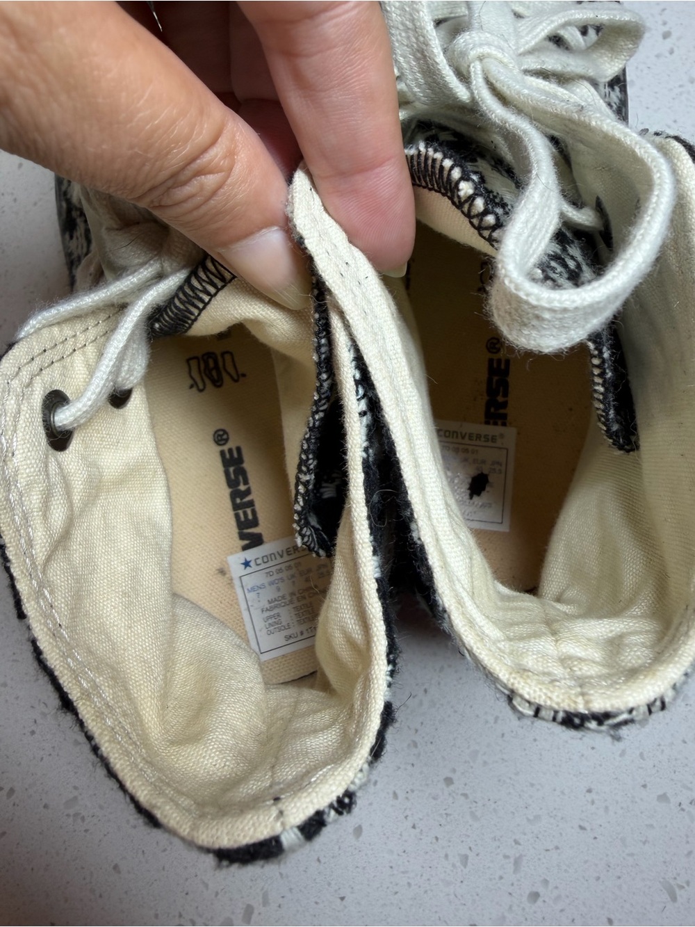 Converse Houndstooth High Tops - Black & Cream size 9 womens retro sneakers shoe - Picture 13 of 13